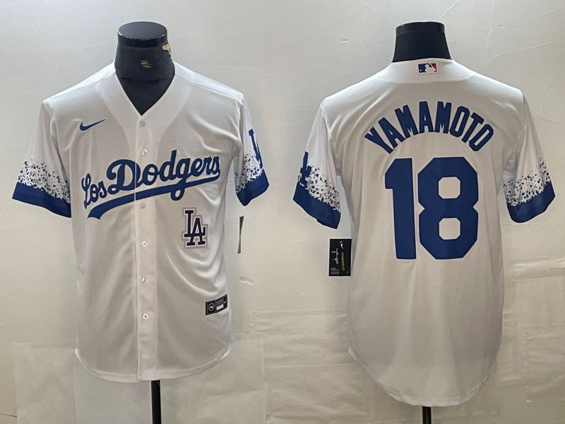 Men 2025 Los Angeles Dodgers #18 Yamamoto White City edition Nike MLB Jersey style 6238